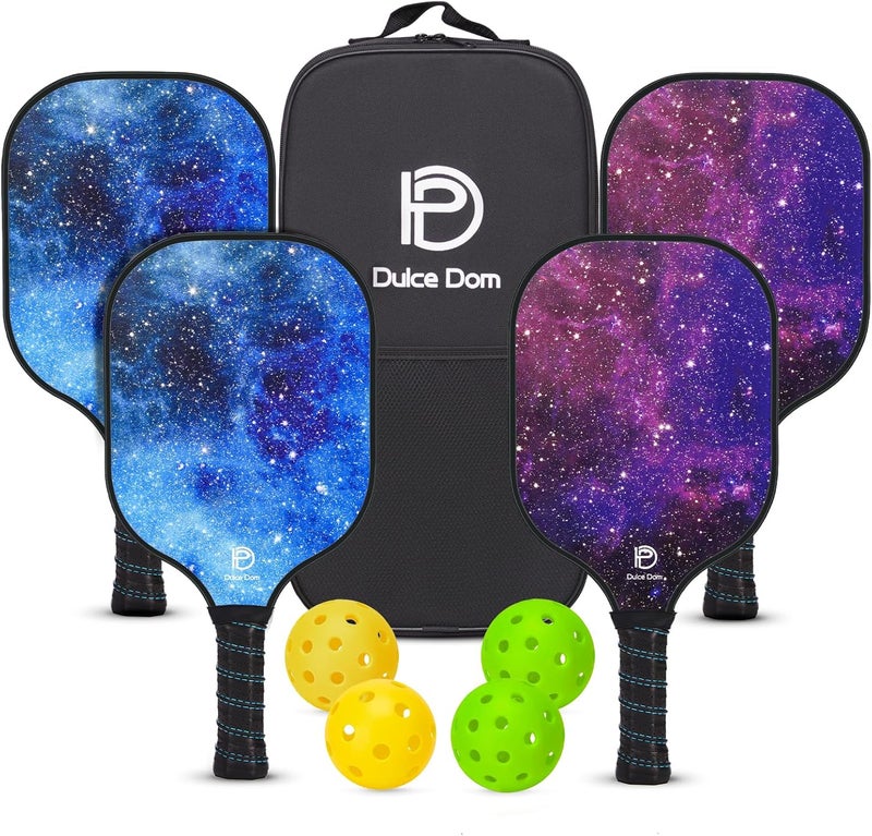DULCE DOM Pickleball Paddles Set of 2/4 - USAPA Approved, 4 Indoor Outdoor Pickleball Balls, Fiberglass Surface Paddle Racket with Cover Bag, Ideal Training Equipment Gift for Men & Women - Image 1
